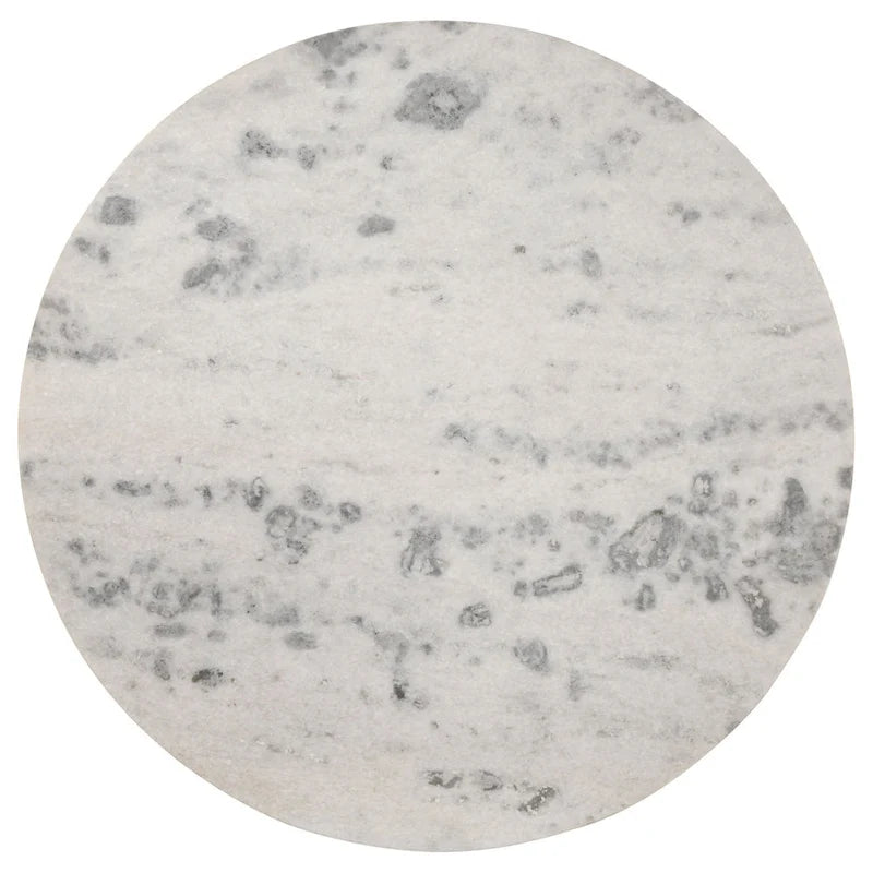 Table à manger ronde en marbre blanc avec piètement cannelé en manguier