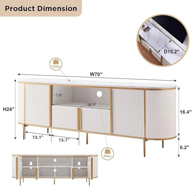 Meuble TV de luxe moderne, centre de divertissement, avec plateau effet marbre