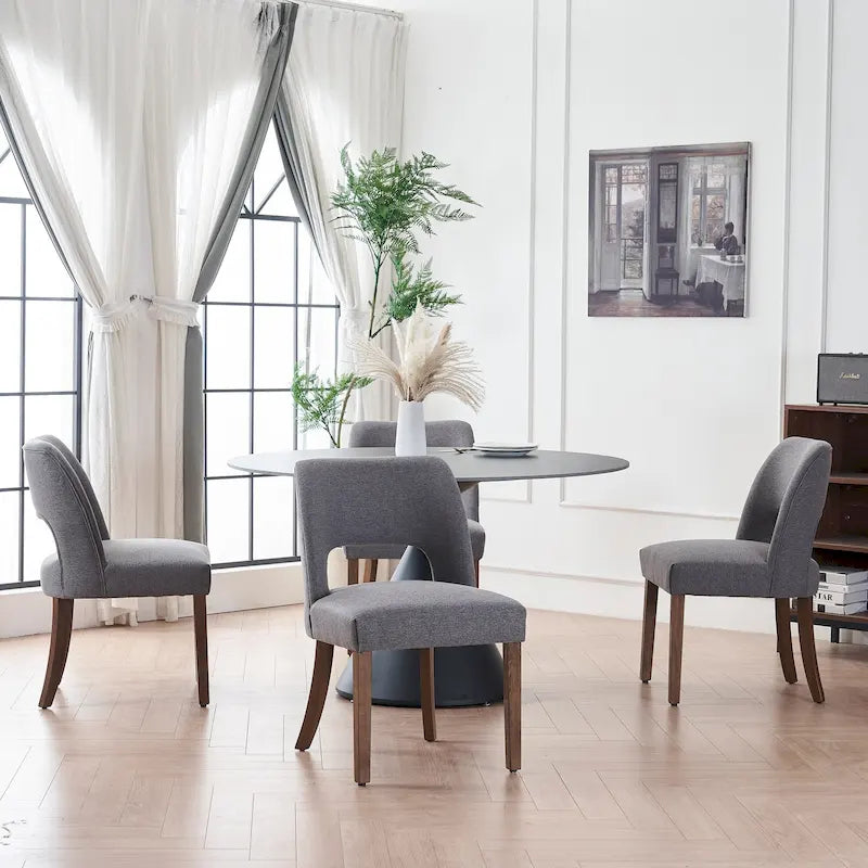 Lot de 4 chaises de salle à manger rembourrées en tissu