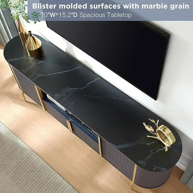 Meuble TV de luxe moderne, centre de divertissement, avec plateau effet marbre