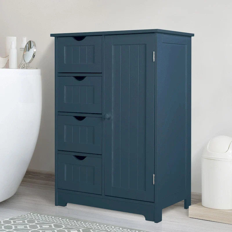 Meuble de rangement sur pied pour salle de bain VEIKOUS avec 4 tiroirs