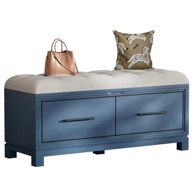 Banc à chaussures avec coussin amovible et rangement dissimulé pour l'organisation de l'entrée et du salon
