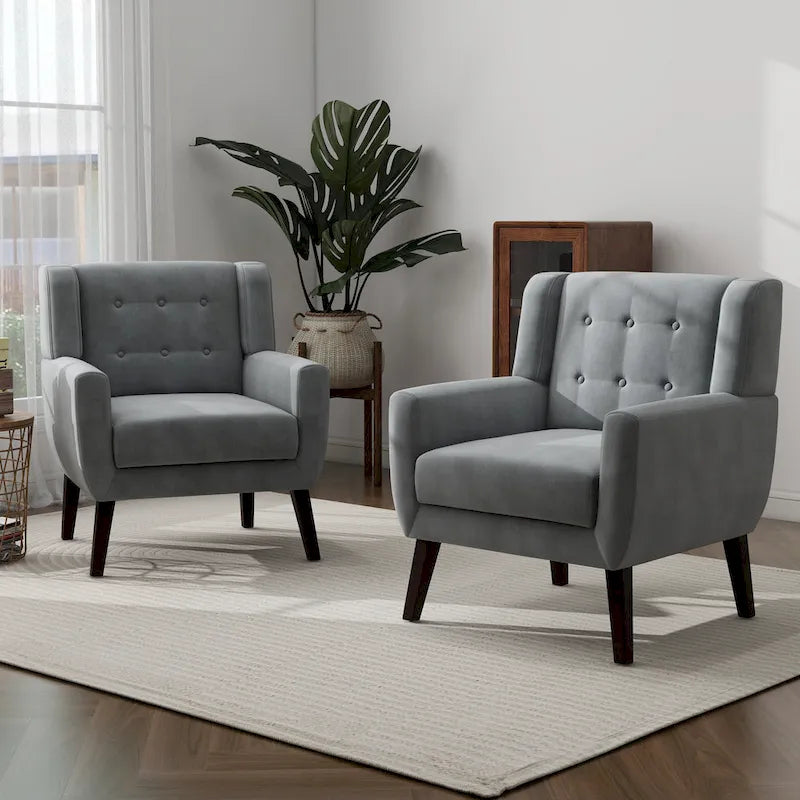 Lot de 2 fauteuils d'appoint en velours pour salon