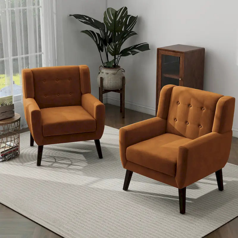 Lot de 2 fauteuils d'appoint en velours pour salon