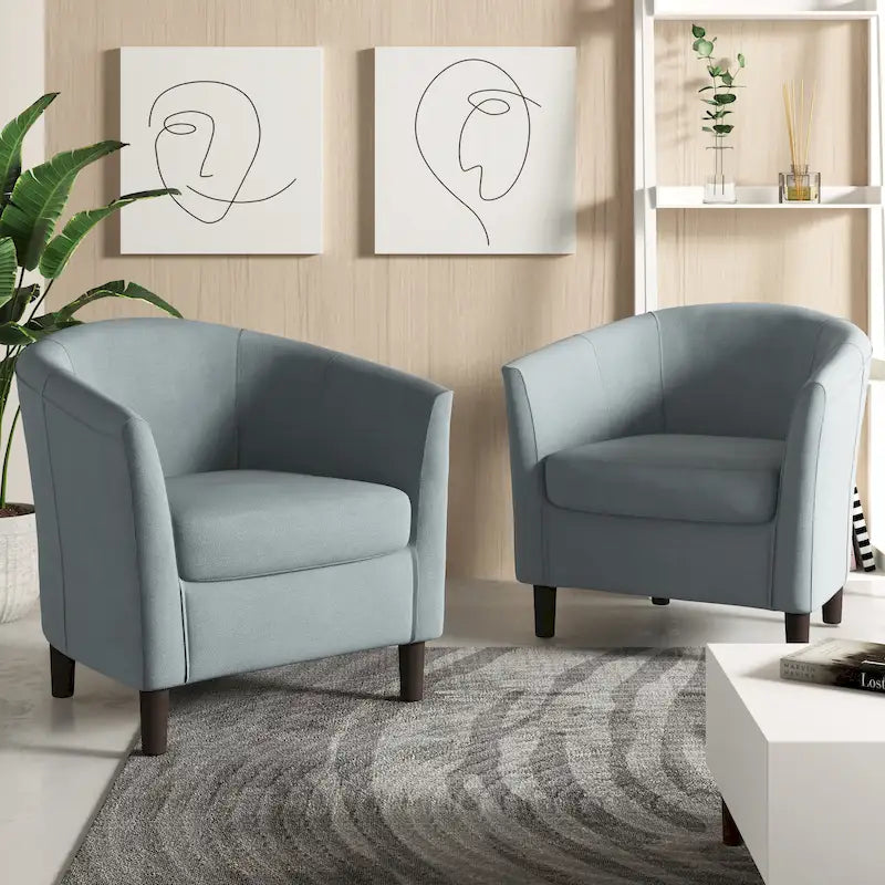 Lot de 2 fauteuils club modernes en lin style tonneau
