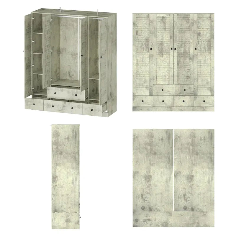 Armoire-penderie autoportante 59 po de large, grand format, blanche
