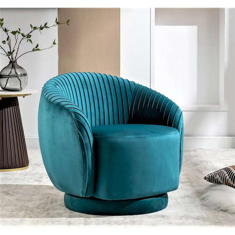 Petit fauteuil tonneau pivotant en velours Milvo