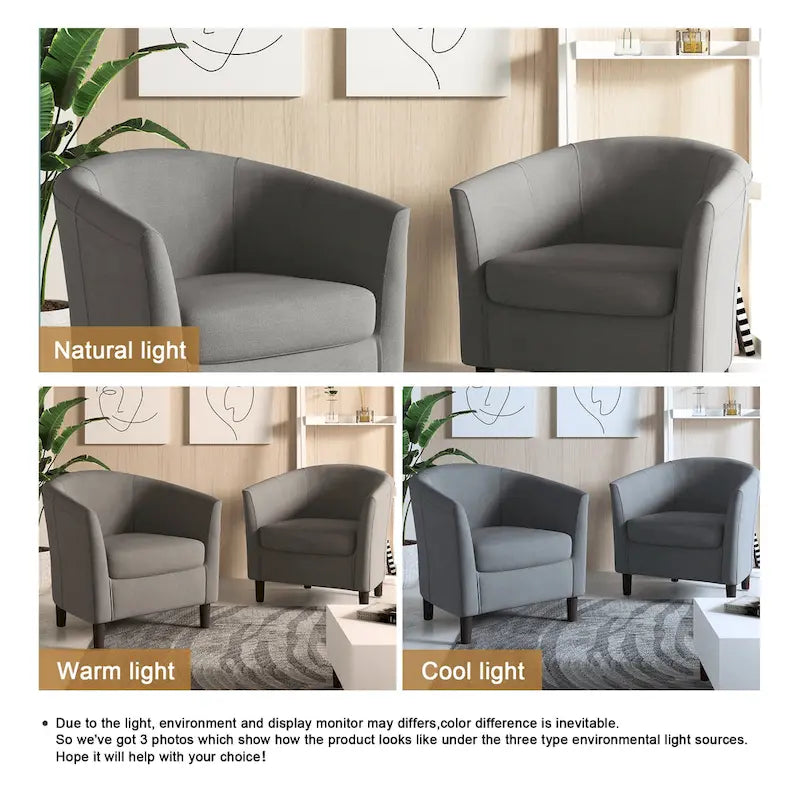 Lot de 2 fauteuils club modernes en lin style tonneau